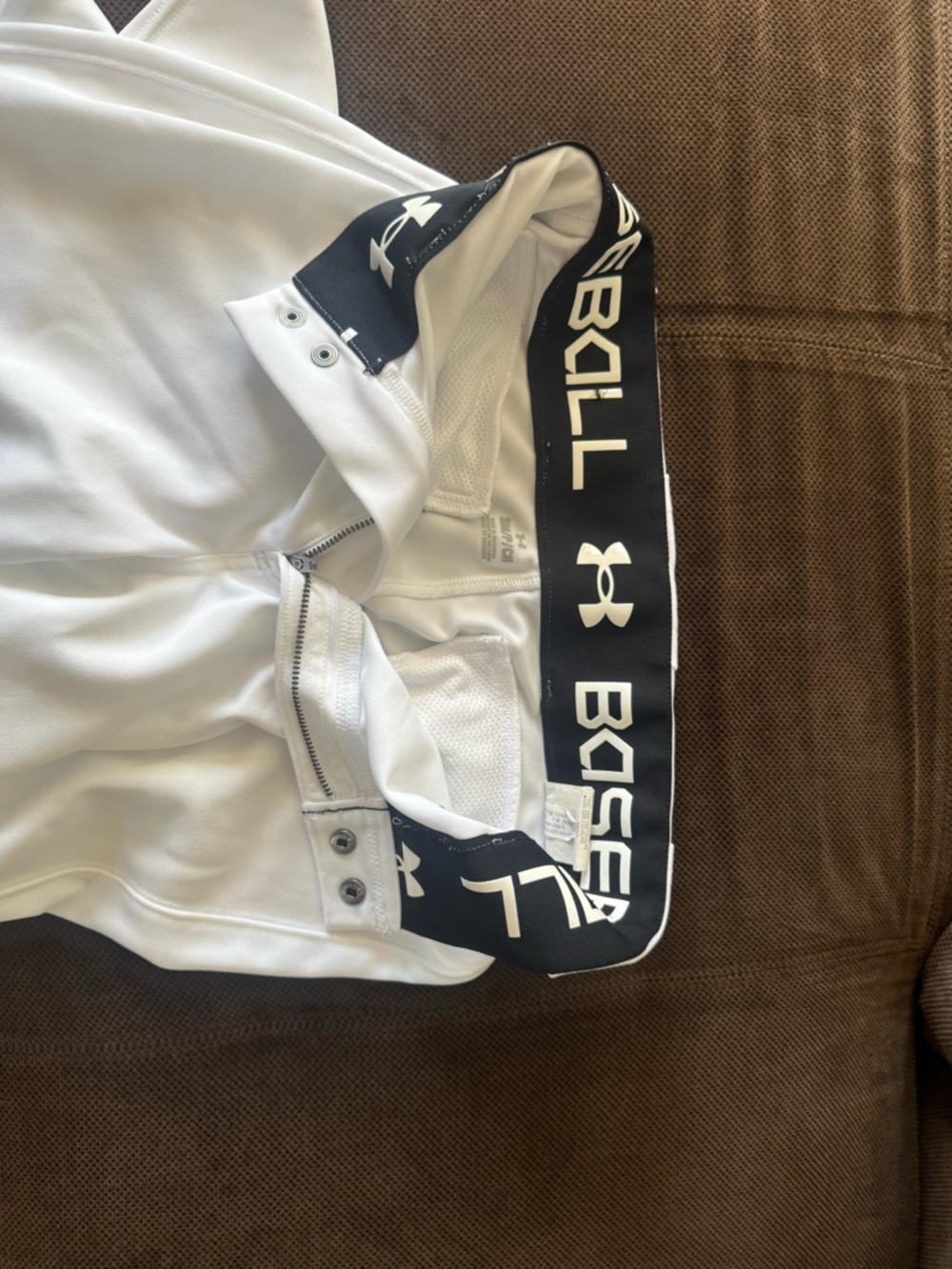 Under Armour White Athletic Baseball Pants with Black Waistband Branding
